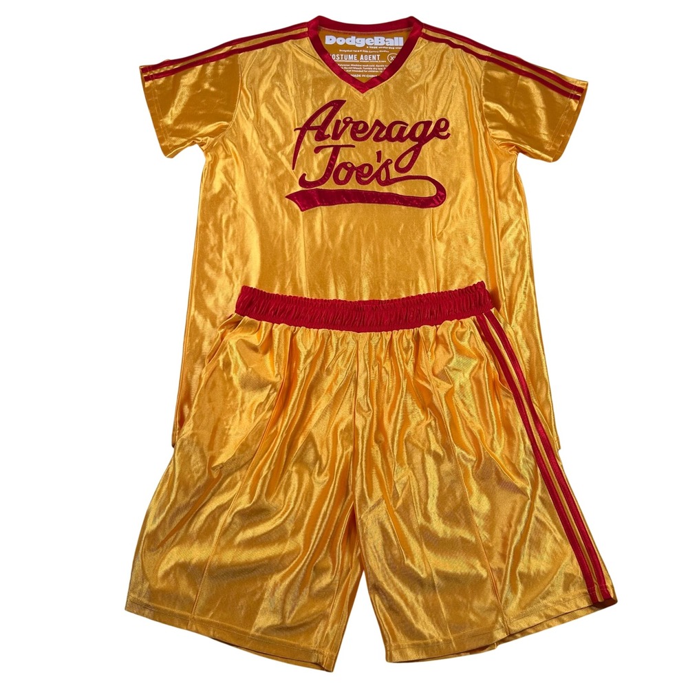 Dodgeball Average Joes Costume Mens XL Yellow Jersey Shorts Stitched Halloween